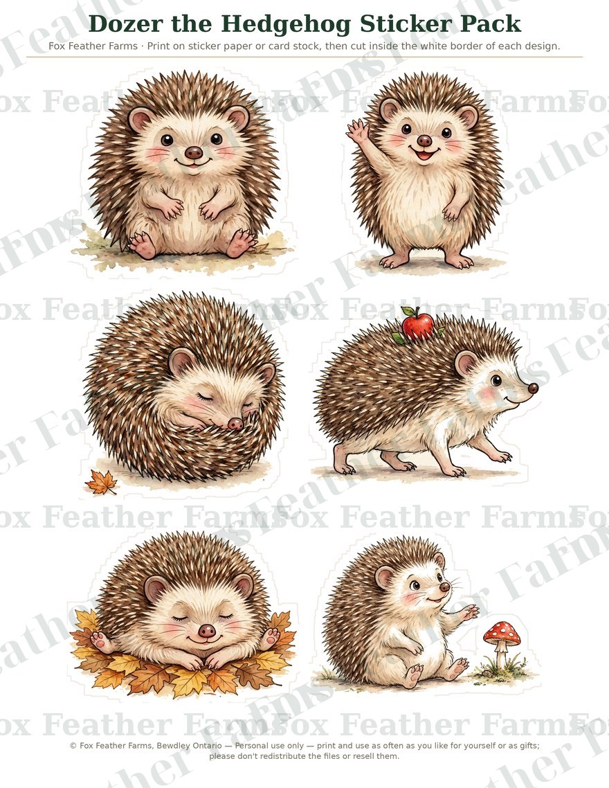 Dozer the Hedgehog Sticker Pack
