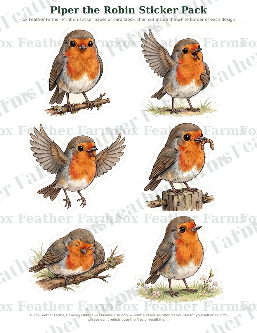 Piper the Robin Sticker Pack