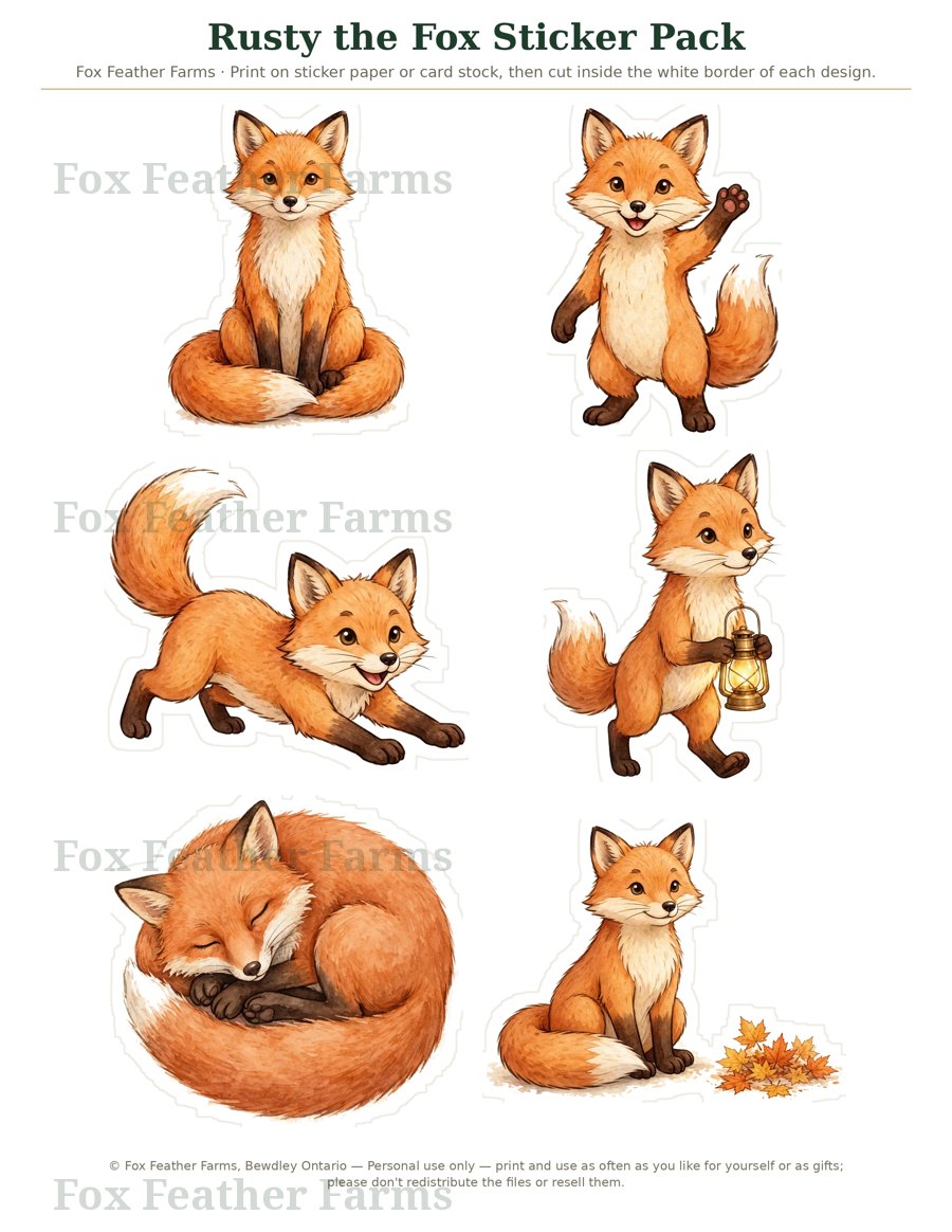 Rusty the Fox Sticker Pack