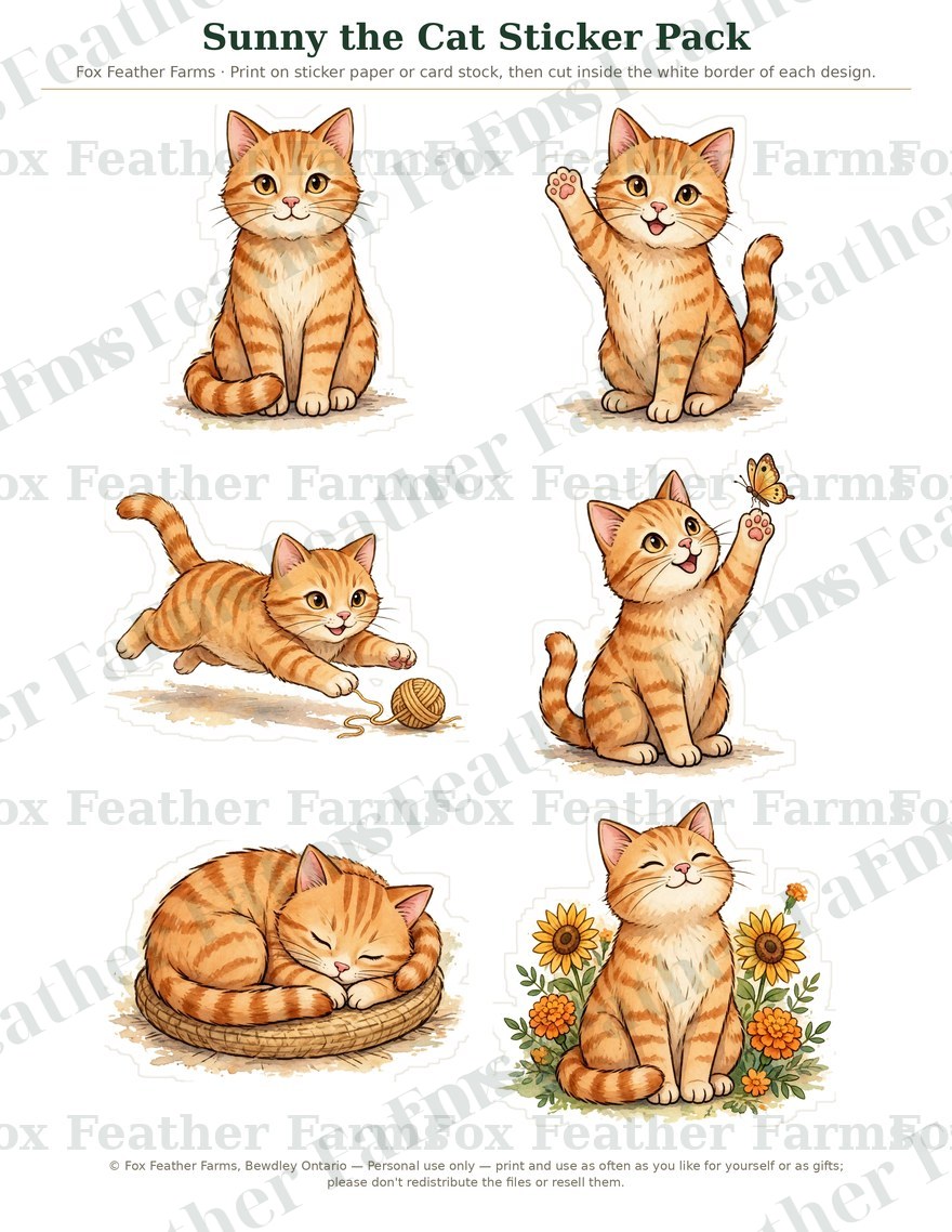 Sunny the Cat Sticker Pack