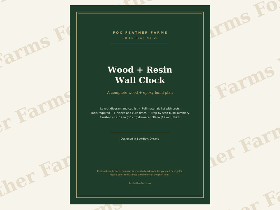 Wood + Resin Wall Clock — Build Plan (#26)